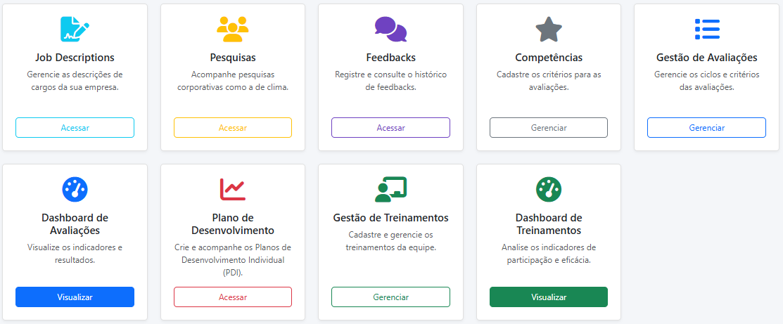 Tela do sistema de Gente & Gestão